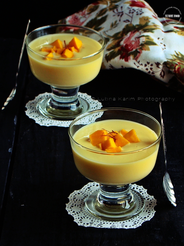 Mango Saffron Pudding, It's Eggless